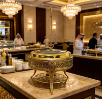 NANSHENG Plat de service rond décoratif en strass doré, chauffe-plats pour hôtels, restaurants, buffets et traiteurs