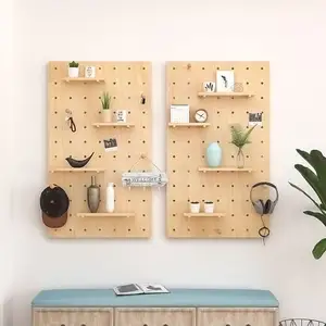 Rak mantel penyimpanan gantung Modular rak papan pasak <span class=keywords><strong>Panel</strong></span> kayu dengan rak kayu apung untuk dinding untuk pengaturan pakaian - Product Image 2