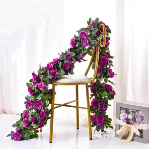 Decorazioni per eventi forniture per feste decorazioni per feste sfondo da parete appendere foglia di vite 16 teste rosa artificiale Rattan - Product Image 6
