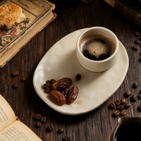 Ensemble créatif de tasse à expresso et soucoupe en céramique, tasse à café sans anse avec assiette à dessert irrégulière, vaisselle minimaliste, cadeau