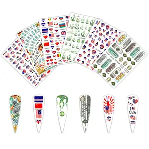 Misscheering New 2D Thiết Kế Đô La Mỹ Euro Cờ Loạt Nail Art Sticker DIY Nail Với Dính Sticker