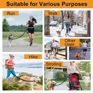 Hand Free Reflective Elastic <b>Pet</b> <b>Leash</b> Waist Bag Set Medium Breathable Adjustable Running Sports Dog Gear - Product Image 4