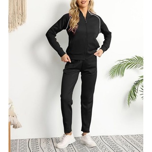 Survêtement décontracté à manches longues pour femme, de haute qualité, pour le quotidien, la gym et les sports de plein air, avec logo personnalisé, en tissu tricoté, fermeture éclair et col montant - Product Image 5