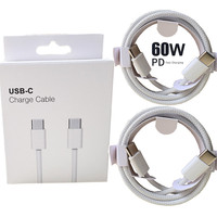 Câble de charge rapide USB-C vers USB-C 60W de haute qualité pour iPhone 17, 16, 15 Pro Max, 14 – Chargeur mural et câble de données USB-C