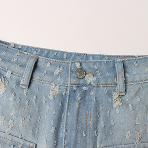 Pantalones Rectos de Estilo Urbano Vintage con Diseño de Cremallera, Jeans Desgastados con Agujeros para Mujer, a la Moda - Product Image 5