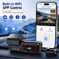 Kamera Dash Cam 2K+1080P WiFi Kontrol Aplikasi Pemantau Parkir 24 Jam 2 Lensa Kendaraan Mobil Black Box DVR Kamera Depan dan Belakang Mini