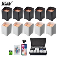 Paquete de 10 Luces LED Par Can Inalámbricas de 6x18w RGBAW UV 6en1 con Batería, DMX, Wifi, con Estuche de Carga para Bodas, Fiestas y Eventos