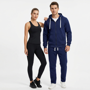 ชุดวอร์มมีฮู้ดแบบ unisex ปิดด้วยเชือกผูก ระบายอากาศได้ดี เป็นมิตรกับสิ่งแวดล้อม ผ้าฝ้ายฟลีซ 100% ลายเรียบ/ลายทาง มีกระเป๋าข้าง - Product Image 4