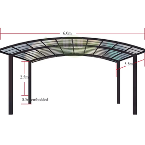 Thiết kế hiện đại ngoài trời carport vòm mái nhà không thấm nước xe nơi trú ẩn nhôm hợp kim khung Hướng dẫn hoạt động mái hiên nhà để xe - Product Image 2