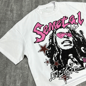 เสื้อยืดคอกลมโอเวอร์ไซส์ผ้าฝ้าย 100% ทรงหลวมไหล่ตก สไตล์สตรีทแวร์ ลายกราฟิกแบบสั่งทำพิเศษ - Product Image 5