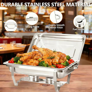 직사각형 스테인레스 스틸 알코올 냄비, 차핑 접시 뷔페 세트 음식 워머 호텔 용품 뷔페 스토브 - Product Image 3