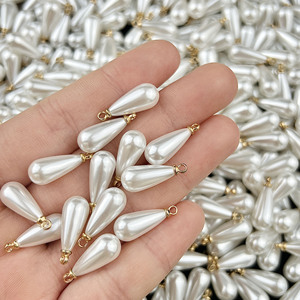 Perles acryliques en forme de goutte d'eau imitation perle, anneaux dorés pour la fabrication de bijoux, matériel de pendentif DIY, forme goutte d'eau - Product Image 4