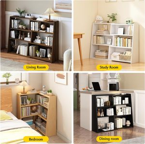 Compact Extendable Wooden <strong>Ladder</strong> Bookcase - 3-Tier Low Open <strong>Shelf</strong> for Small Spaces &amp; <strong>Corner</strong> Organization, Dark Walnut - Product Image 3