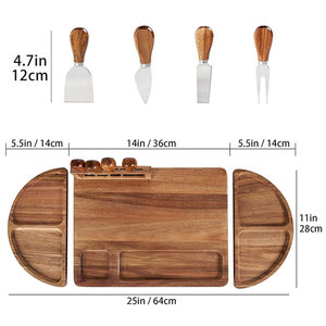 ชุดเขียงไม้ทรงสี่เหลี่ยมผืนผ้าและสี่เหลี่ยมจัตุรัสสำหรับเสิร์ฟชีสและเนื้อสัตว์ปรุงสุกแบบธรรมชาติ ยี่ห้อ WDF Kitchen รุ่นอัพเกรด พร้อมชุดมีด - Product Image 2