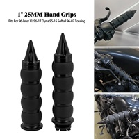Poignées de guidon de moto à pointes de 1 pouce (25 mm) en aluminium billette pour Harley Sportster Dyna, Honda, Suzuki, avec câble d'accélérateur (paire)