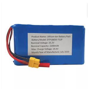Un38.3 18650-7s1p 리튬 이온 배터리 팩 25.2V 2200mAh 미니 전동 스케이트보드용 2.2Ah/55.44Wh 18650 리튬 이온 배터리 팩 MSDS - Product Image 1