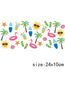 LETOP 1pcs Coconut Trees Beach Summer Forecast Decal UV Wrap Can Sticker for Cup Camping Fishing Tumbler Glass Wrap - Product Image 4