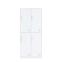 Casier de rangement en acier moderne et spacieux à 4 portes pour studio de fitness, design écologique, avec tringle de suspension et porte-étiquette nominative, pour écoles et entrepôts