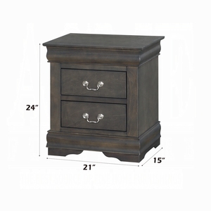 Comodino Classico Tradizionale con 2 Cassetti in Finitura Grigia, Mobile per Camera da Letto in Legno - Product Image 6