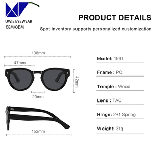 Gafas <span class=keywords><strong>de</strong></span> Sol Redondas Polarizadas <span class=keywords><strong>de</strong></span> Madera |   Protección UV y Opciones Multicolor |   Gafas <span class=keywords><strong>de</strong></span> Moda Unisex para Adultos - Product Image 4