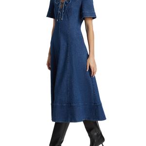 Vestido Vaquero de Alta Calidad a Precio Bajo para Mujer, Vestidos Modestos con Tirantes, Vestido Vaquero Ootd - Product Image 2