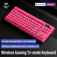 Clavier mécanique AULA S3187 à 184 touches, rétroéclairage RGB, touches double-shot en PBT, hot-swap, trois modes (2.4G, USB-C), batterie 1800 mAh, ergonomique