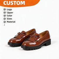Chaussures à talon épais avec nœud décoratif, style preppy, à enfiler, type Oxford, pour le bureau et le quotidien, mocassins bordeaux en PU à pampilles