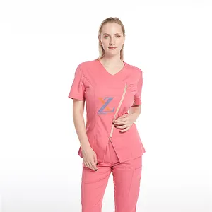 2020 hot sale scrubs uniforms nursing slant zipper fancy hospital uniforms high quality nurses uniform and scrubs