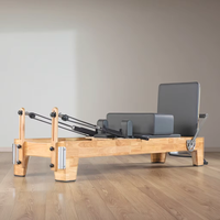 Plataforma de Madera Maciza de Roble Premium para Pilates Reformer, Barra Ajustable para Pies, Deslizamiento Suave, Equipo para Estudio de Yoga 2026