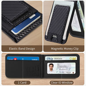 Portefeuille minimaliste Mag Safe avec suivi de puce et pince à billets Portefeuille fin en cuir PU magnétique avec support pour iPhone Series pour iPhone - Product Image 4