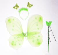 Vente en gros de petite robe de fée ensemble de costumes de princesse 3 pièces cadeaux d'anniversaire comprenant un bandeau d'ailes de papillon bâton magique pour les fêtes