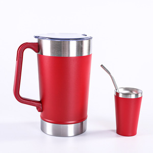 Vasos Térmicos Ecológicos de Acero Inoxidable de 1900 ml, Diseño Moderno, Doble Capa, Aislamiento Térmico de 6 a 12 Horas, con Asa y Pajita para Viaje - Product Image 5