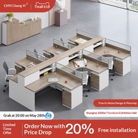 BGZ-202X Ensemble de Postes de Travail Modernes Minimalistes Simples avec Cloisons Mobiles et Chaises pour Six Employés