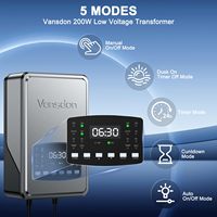 Transformateur basse tension extérieur 200W DC 12V / 24V avec minuterie et capteur photocellule pour éclairage de jardin, paysage et piscine