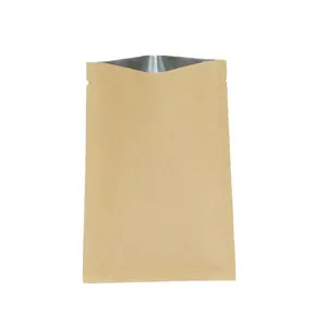 재고 있음 3 측면 밀봉 진공 지퍼 Washabl 평면 사용자 정의 포장 재활용 갈색 크래프트 종이 가방 식품