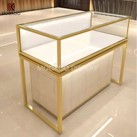 Étagère vitrine à bijoux MOOKOO Atelier Lumina avec éclairage LED, robuste, de haute qualité, avec accents en marbre et dos en verre