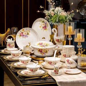 Conjunto de Louça de Cerâmica de Luxo Leve em Porcelana de Osso de Alta Qualidade Estilo Chinês com Tigelas de Arroz e Pratos para Uso Doméstico - Product Image 1