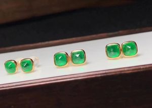 Xinfly AU750 18K Gold Luxury <b>Stud</b> Earrings 0.6ct Vivid Green <b>Emerald</b> Italy's 750 Series Jewelry - Product Image 4