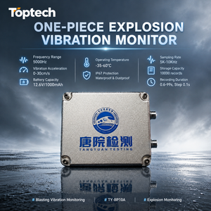 เครื่องวัดการสั่นสะเทือน Toptech Blasting แบบ 3 ช่องสัญญาณ ความถี่ 10 กิโลเฮิรตซ์ ระดับอุตสาหกรรม IP67 สำหรับงานเหมืองและงานก่อสร้างอุโมงค์ - Product Image 4