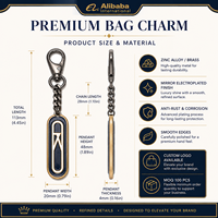 Élégant porte-clés de sac à main en métal plaqué or avec monogramme personnalisé et accent émaillé, cadeau de créateur