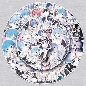 50 autocollants décoratifs en PVC imperméables pour bagages, fenêtres de voiture, ordinateurs portables, <span class=keywords><strong>Re</strong></span> <span class=keywords><strong>Zero</strong></span> <span class=keywords><strong>Starting</strong></span> <span class=keywords><strong>Life</strong></span> <span class=keywords><strong>in</strong></span> <span class=keywords><strong>Another</strong></span> <span class=keywords><strong>World</strong></span>, dessins animés, autocollants d'anime - Product Image 2