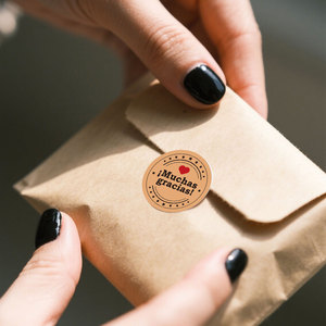 <span class=keywords><strong>Rouleau</strong></span> d'autocollants de remerciement ronds petits couleur kraft rustique 500 pièces 2,5 cm Écriture cursive élégante pour emballage de petites entreprises - Product Image 2