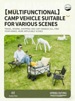 Chariot de camping pliable robuste, chariot utilitaire portable d'extérieur, chariot de courses pliable imperméable à quatre roues, capacité 150 kg