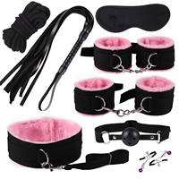 Kit de bondage BDSM 8 pièces/ensemble, équipement, menottes, pinces pour les tétons, balle pour la bouche, fouet, corde en coton, jouets sexuels pour couples, masque pour les yeux, collier pour le cou