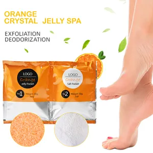 Label Pribadi Garam Mandi Organik Alami Murni Vegan Mawar Hijau Teh Mandi Garam Kristal Jelly Spa Kaki Rendam Kaki Garam Mandi