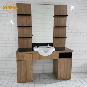 Siman Prix de gros Meuble de salle de bain avec étagère, <span class=keywords><strong>miroir</strong></span> et lavabo, avec rangement, et <span class=keywords><strong>miroir</strong></span> de coiffeur pour hôtel - Product Image 4