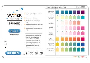 Caped Drinking 8 en 1 Bandelettes de <span class=keywords><strong>test</strong></span> de qualité de l'eau clinique à domicile puits robinet piscine et <span class=keywords><strong>spa</strong></span> utilisation ce certification iso - Product Image 3