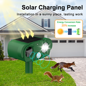 Cour extérieure Couverture étendue Répulsif solaire à ultrasons pour animaux Dispositifs de lumière stroboscopique de jardin Répulsif pour animaux étanche - Product Image 4