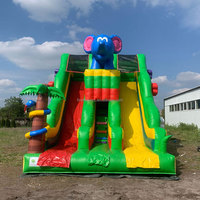Toboggan gonflable pour enfants Jungle Animals, aire de jeux gonflable extérieure pour enfants