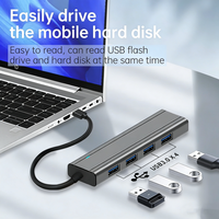 Expédition rapide, hub USB 3.0 4 ports haute vitesse 5 Gbps, en aluminium, plug and play, convertisseur pour ordinateur portable, ordinateur de bureau, hub USB C